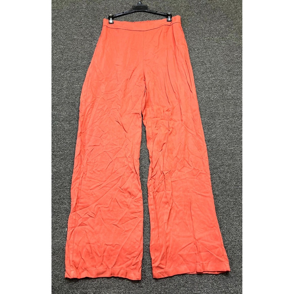 Old Navy High Rise Playa Wide Leg Pants Womens Medium Tall Orange Elastic Waist